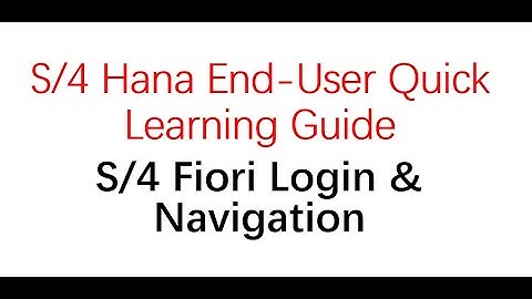 SAP S/4 Hana Login & Navigation