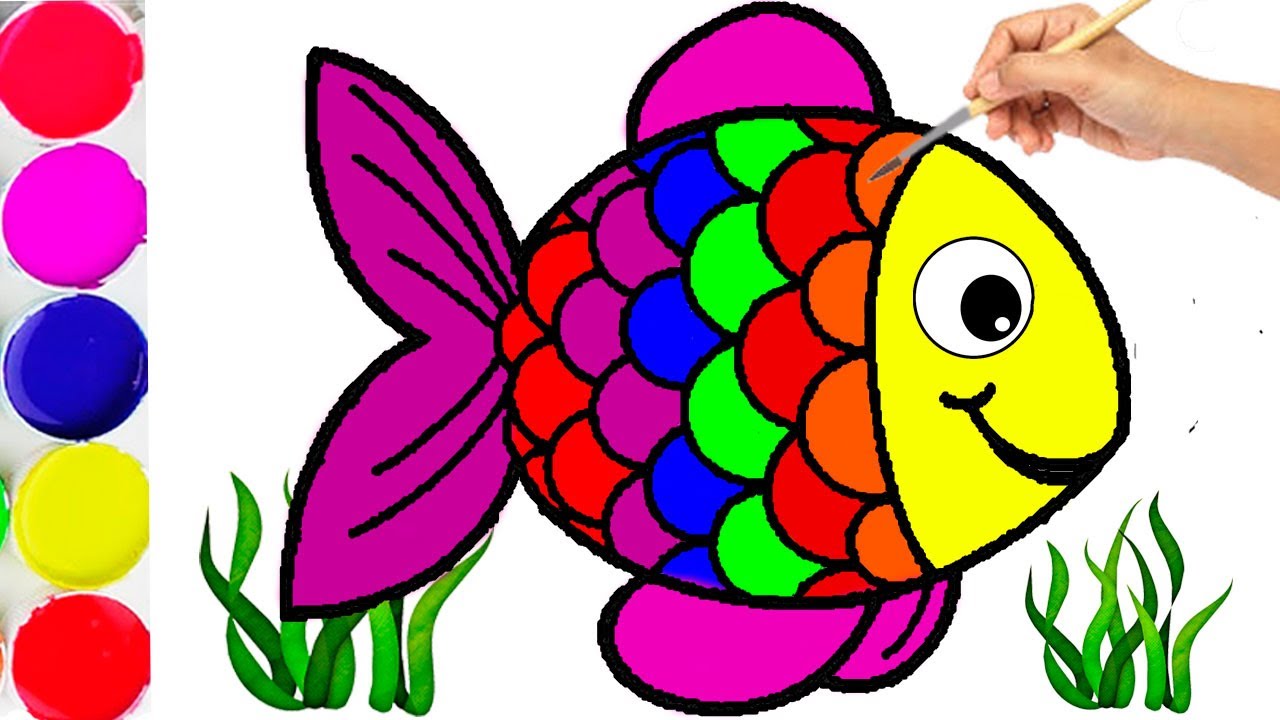 GRATIS Aprende a Colorear un PEZ de ARCOIRIS para niños - Dibujo FACIL PARA  NIÑOS / Juegos y Colores - YouTube