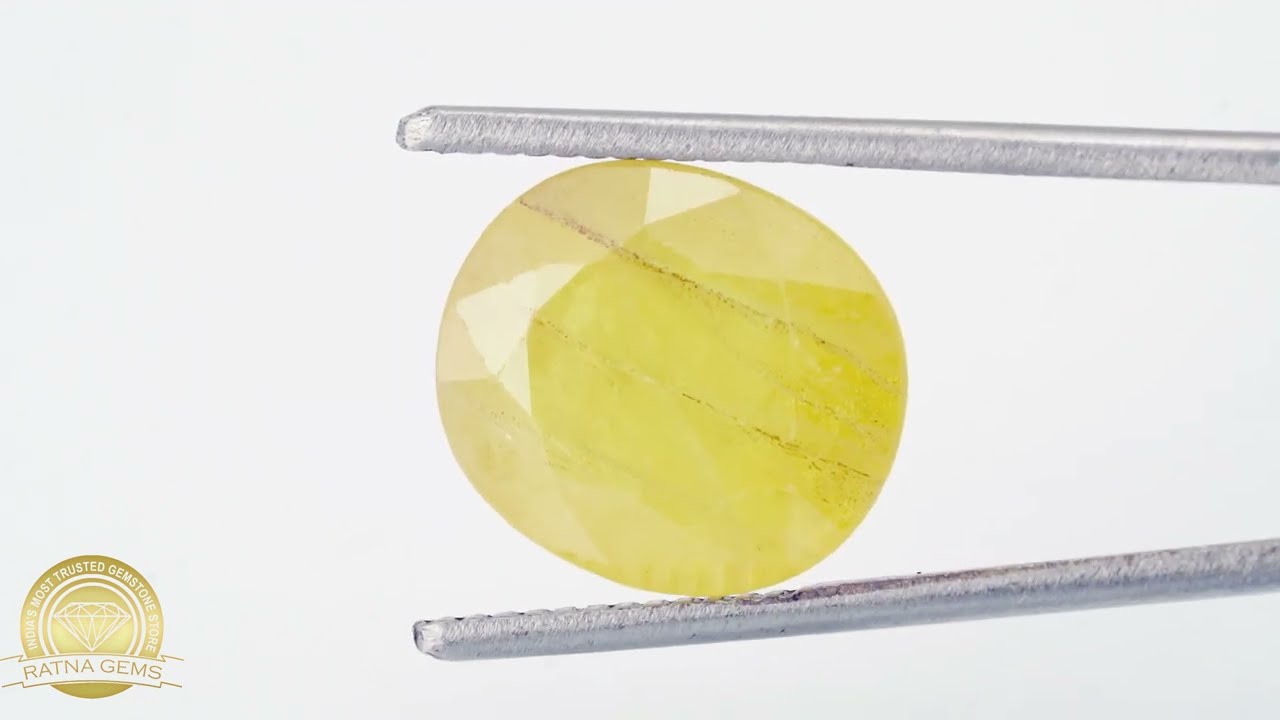 Natural Nigerian Yellow Sapphire – 8.30 Ratti (7.55 Carat) Pukhraj Stone 4 Product video for Natural Nigerian Yellow Sapphire – 8.30 Ratti (7.55 Carat) Pukhraj Stone