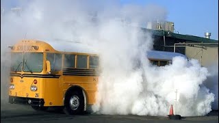 Cold STARTUP Diesel BUS ENGINES Smoke and Loud Sound