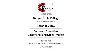 Understanding Company Formation &amp; Capital Market in India | Student Presentation