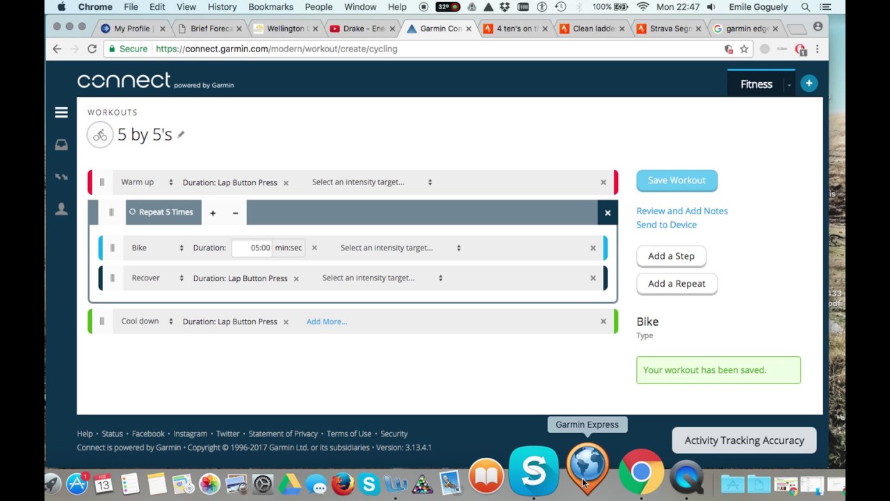 garmin edge 130 workouts