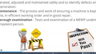 Managing the safe condition of a Mobile Elevated Work Platforms (MEWPS)