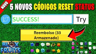 CORRE!! TODOS OS 5 CÓDIGOS DE RESET STATUS DO BLOX FRUITS (roblox