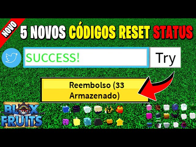 2 NOVOS CÓDIGOS + TODOS OS CÓDIGOS DE RESET STATUS DO BLOX FRUIT (Roblox)  blox fruits codes 