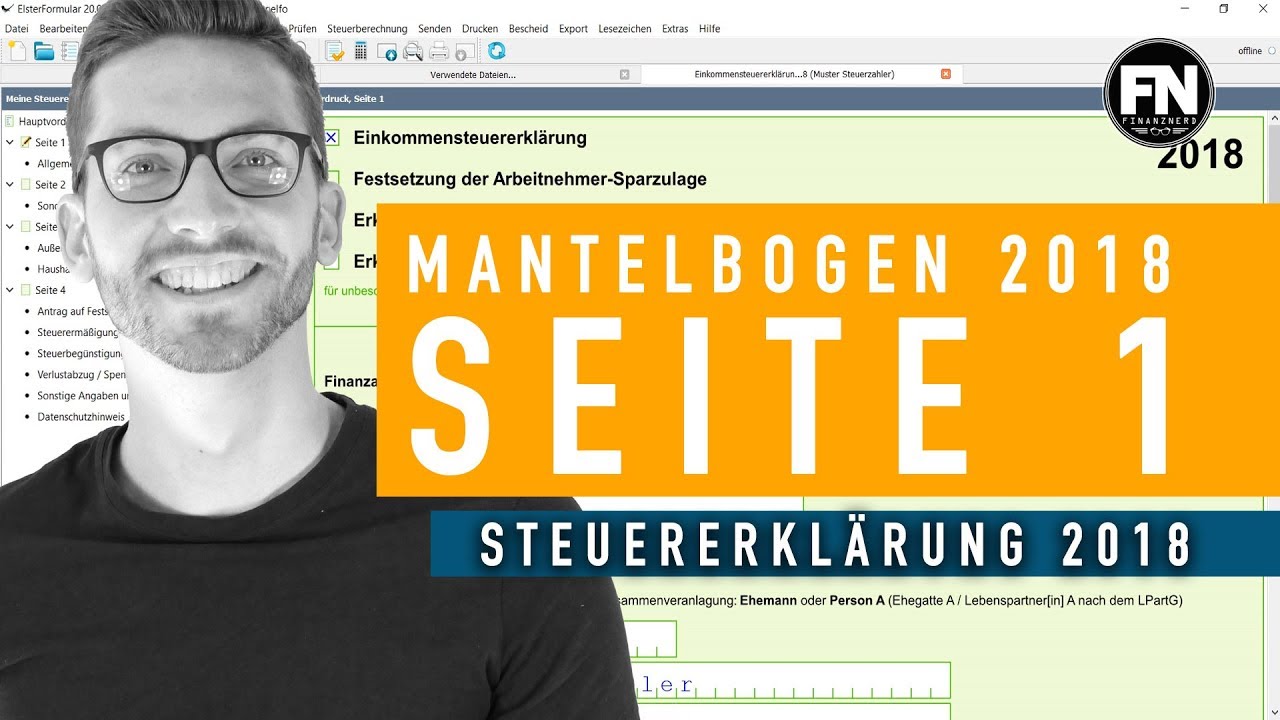 Update Mantelbogen 2018 Seite 1 | Steuererklärung 2018 selber machen | Mantelbogen elster Anleitung 2018