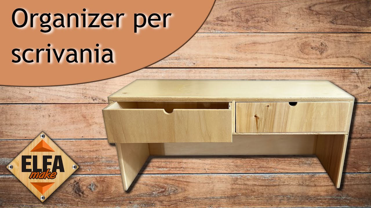 Organizer da scrivania con cassetti in compensato di pioppo 