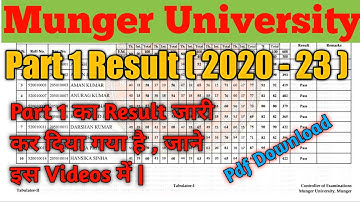 Munger University Part 1 ( 2020 - 23 ) का Result जारी कर दिया गया है , जानें इस Videos में l