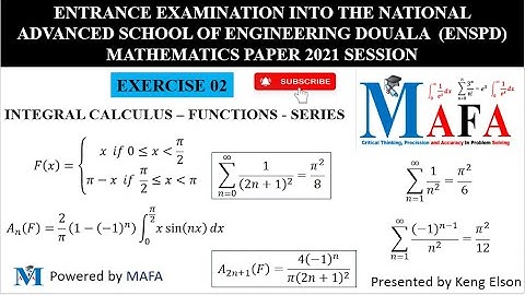 INTEGRAL CALCULUS - ENSPD (POLYTECHNIC DOUALA) 2021 MATHEMATICS EXERCISE 02