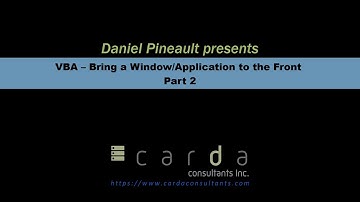 VBA – Bring a Window to the Front - Part 2