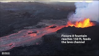 Video from helicopter overflight tracing the lava flow to the sea (USGS)