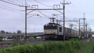 東北本線 3066レ EF64-1048(原色白プレ)+コキ ワシクリにて