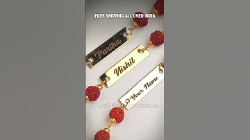 Customised Metal Rakhi With Name - Rudraksha Design