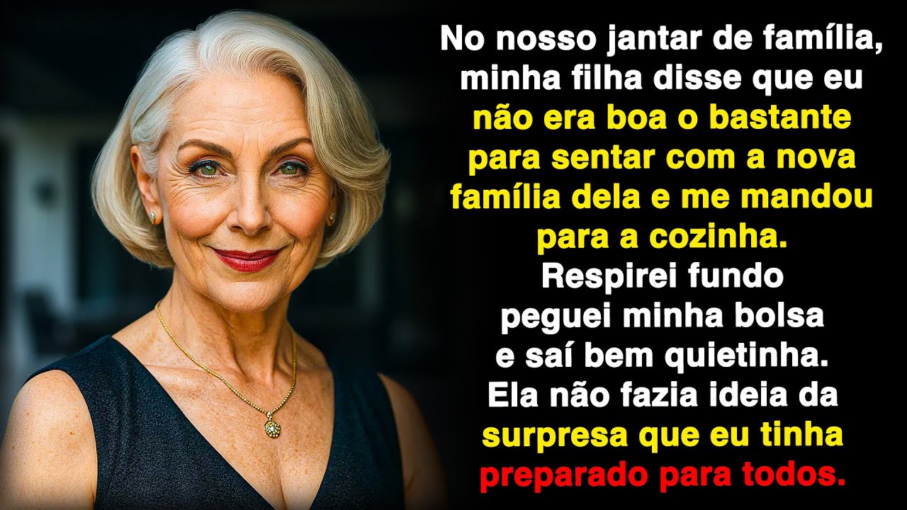 No jantar, minha filha disse que eu não podia sentar com eles, então me levantei e...
