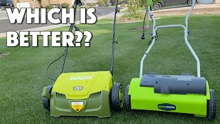 SunJoe vs Greenworks Electric Dethatchers  FULL COMPARISON