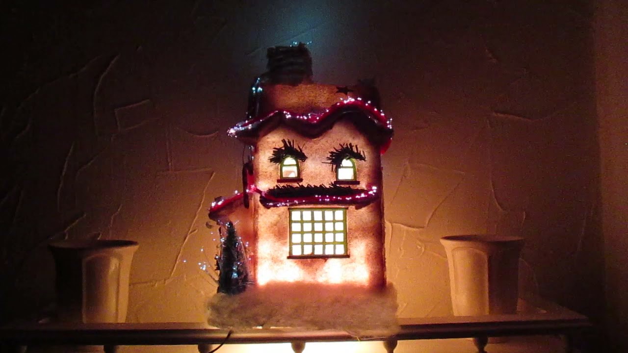 Fiber Optic Christmas House Lighted Holiday Decoration 12" Snowhouse