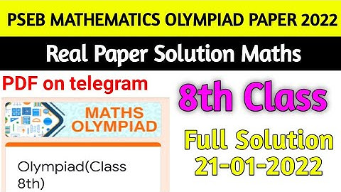 #PSEB Class 8th Maths olympaid paper Full Solution answers 21-Janauary-2022 | Punjab school news