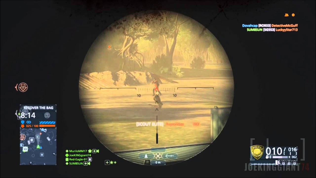 BATTLEFIELD HARDLINE Online Gameplay SNIPER ONLY - HEIST on Everglades Map