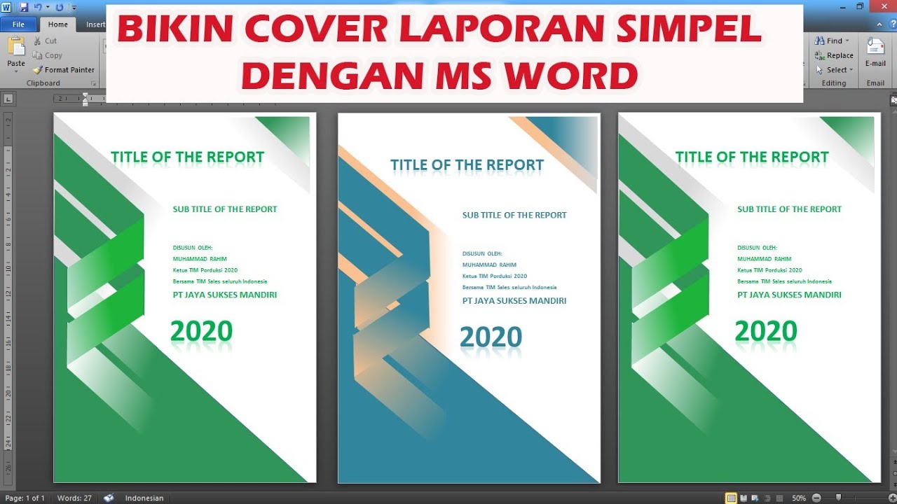  CARA MEMBUAT COVER  LAPORAN DI MICROSOFT WORD YouTube