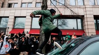 Protestors clash with police, vandalize property following Trump's inauguration
