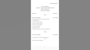 OU M.Sc Computer Science semester - I Paper - 3 Software Engineering Question paper 2022