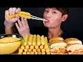 롯데리아 롱~~치즈스틱과 오징어버거 콘샐러드 먹방~!! Long Cheese Stick Squid buger Corn sarad MuKBang~!!