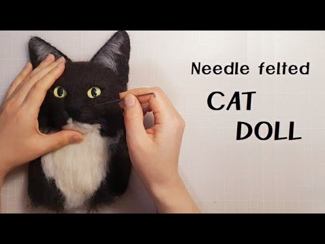 Cat wool doll - Needle felted Tuxedo Cat | Needle felting ASMR