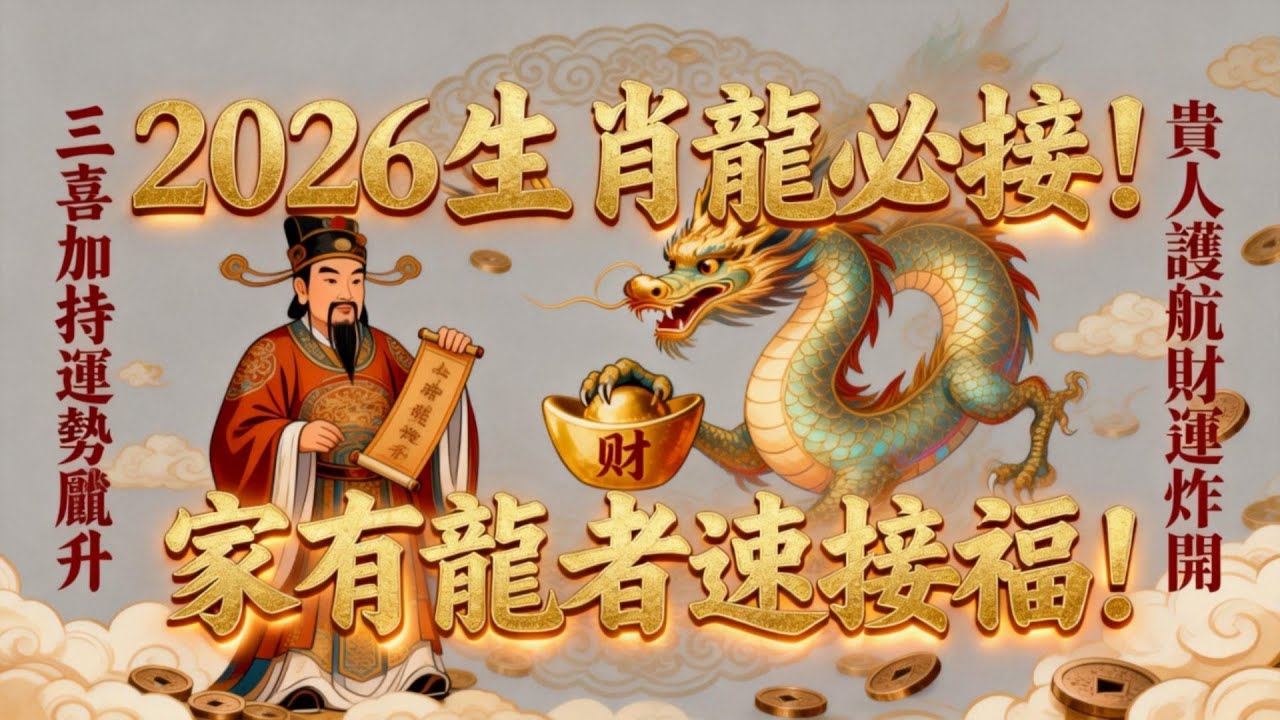 2026 生肖龍必接！三喜加持運勢飆升，貴人護航財運炸開，家有龍者速接福！