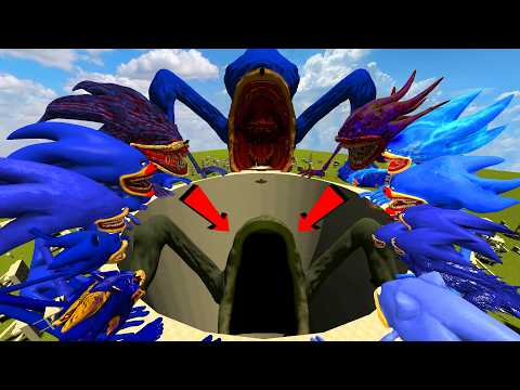 WHO IS STRONGEST? SEA EATER MONSTERS VS ALL SHIN SONIC TAPES FAMILY IN GIANT HOLE | Garry's Mod