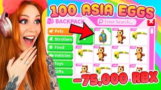 I Spent 75,000 ROBUX On 100 LEGENDARY SOUTH EAST ASIA EGGS in Roblox Adopt Me