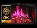 Pink Fireplace 💜 Relaxing Music &amp; Fire Glow (10 Hours)