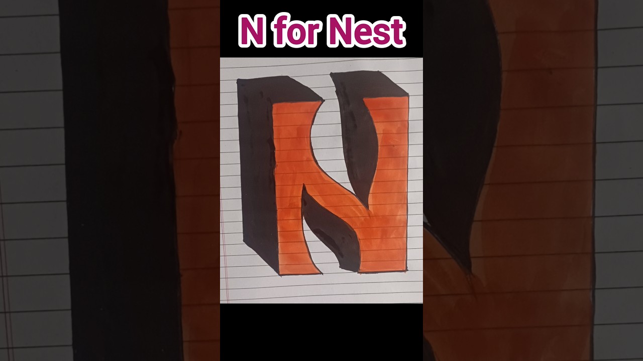 3d Letter N drawing ✨️ 💕 | Stylish font 