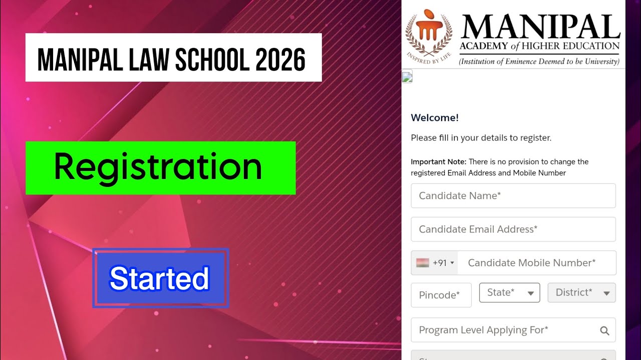 Manipal Law School 2026 Registration Started | Manipal Law School 2026 Application form | MDE