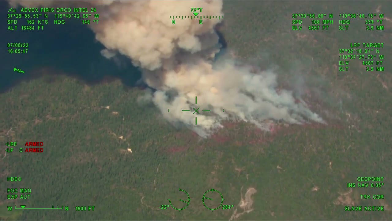 Aerial video of the Washburn Fire burning in the southern portion of Yosemite National Park