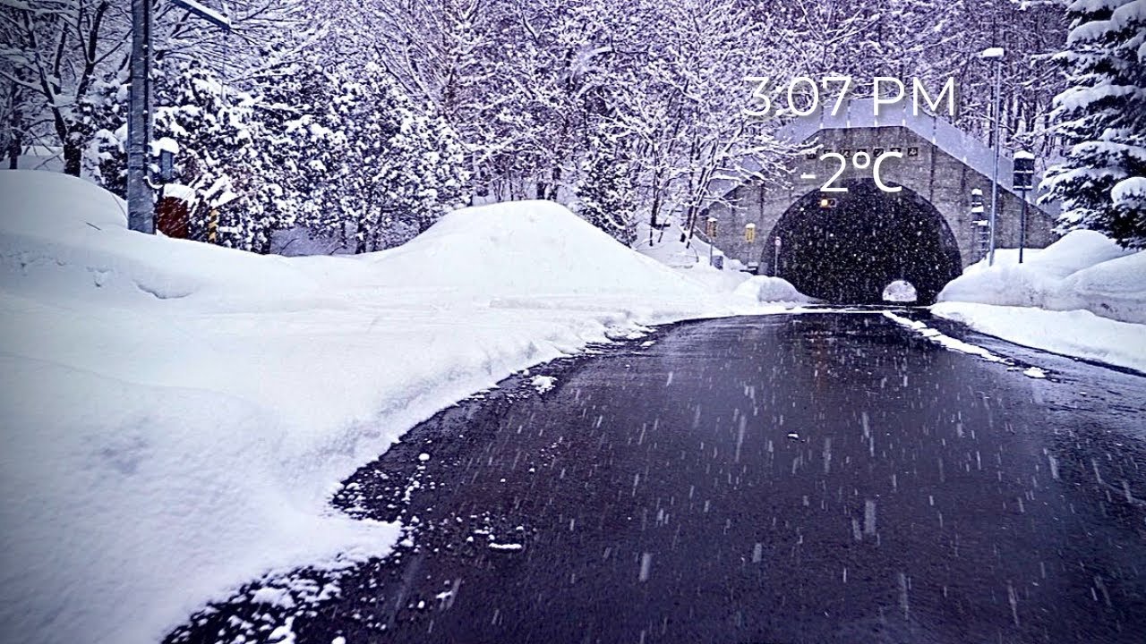 HEAVY SNOW: Forest Road → Tunnel → Quiet Neighborhood | 3:07 PM (−2°C) [4K] | Quiet Walk #029