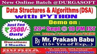 Data Structures & Algorithms with PYTHON Online Training @ DURGASOFT
