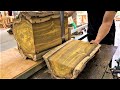 The amazing art of woodworking  a skillful carpenter turns logs into classy works of art on a lathe