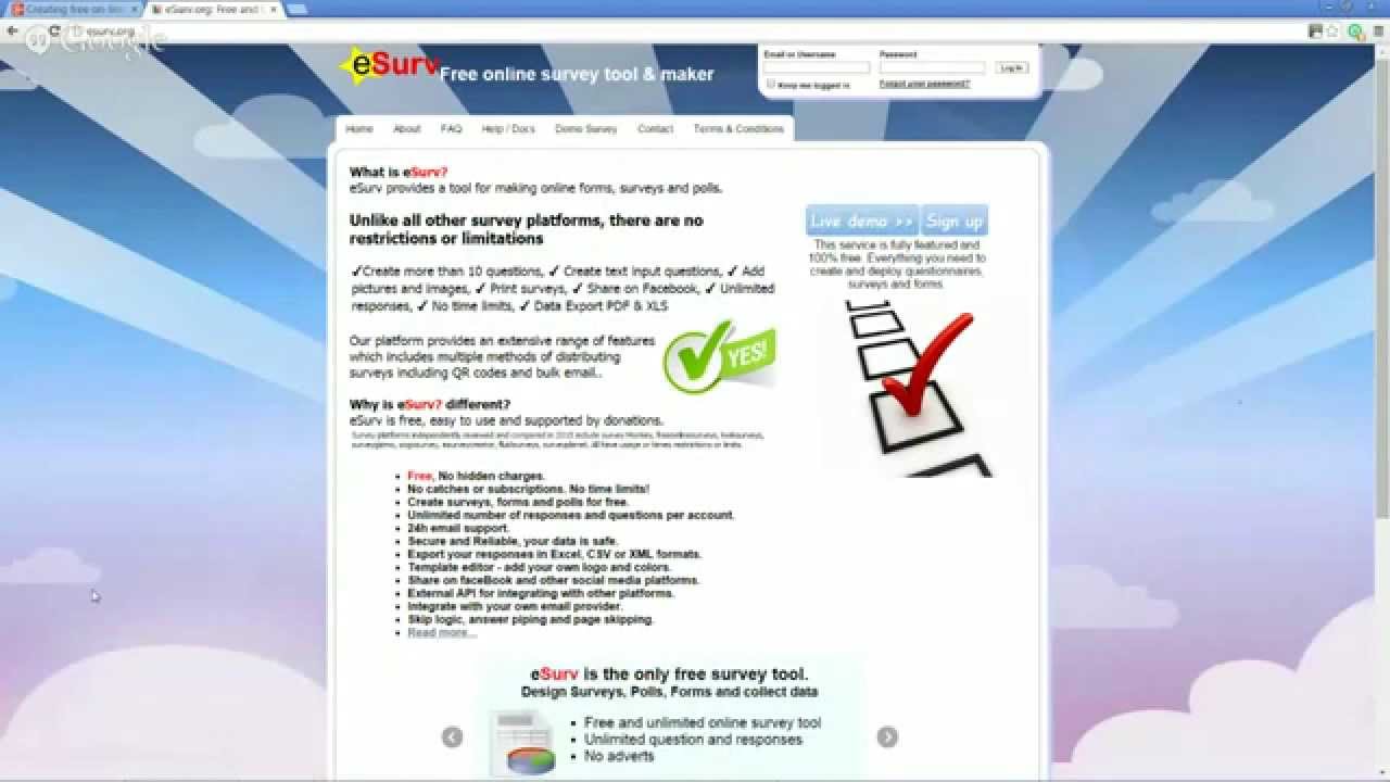 creating free on line surveys with esurv org youtube