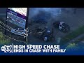 High speed chase suspects crash into innocent family in Dodge Charger