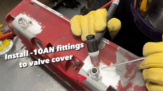 How to install AN fittings to Honda k20 valve cover for turbo catch can - Aluminium TIG welding