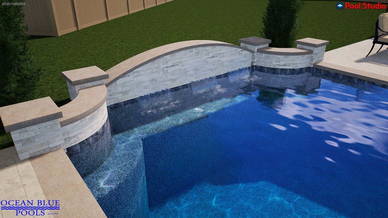 Houston Pool builder, raised walls, columns, PebbleTec