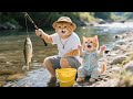 Ginger Kitten Goes Fishing with Papa Cat and Picks Flowers for Mama Cat 🌼🐾Compilation