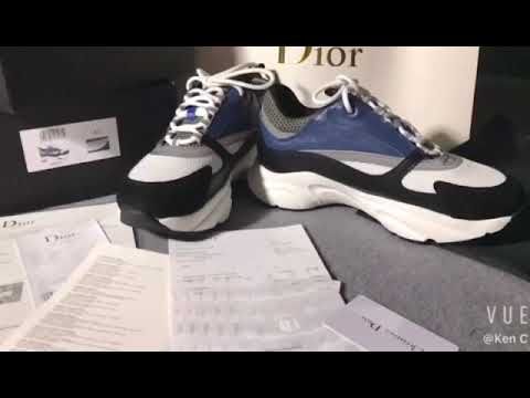 Christian Dior B22 Blue And White Sneaker Unboxing And Real VS Fake ...