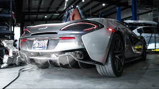 McLaren 570S Titanium Straight Pipe Exhaust + Downpipes SOUND VS Stock | INSANE Turbo Noise Mclaren 570s Titanium Exhaust