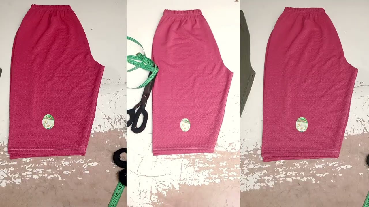 طريقة تفصيل وخياطة شورت نساء. مقاس XXL . بدون باطرون