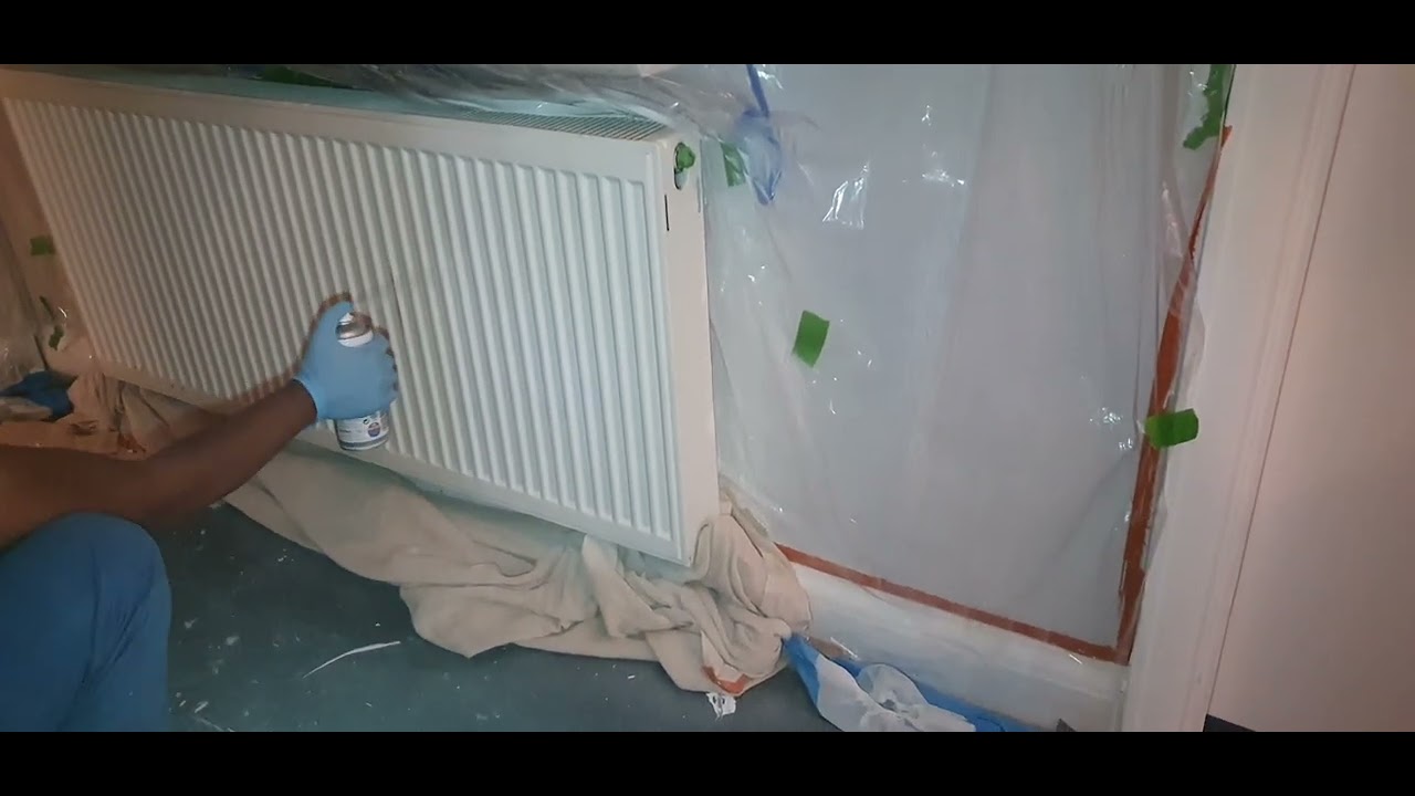 Ronseal white gloss spray paint radiator - YouTube