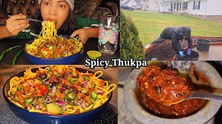 Nepali Style Spicy Thukpa/Local Chicken/Nepali Mukbang Chicken Thukpa/Jenna Shrestha/Gardening.