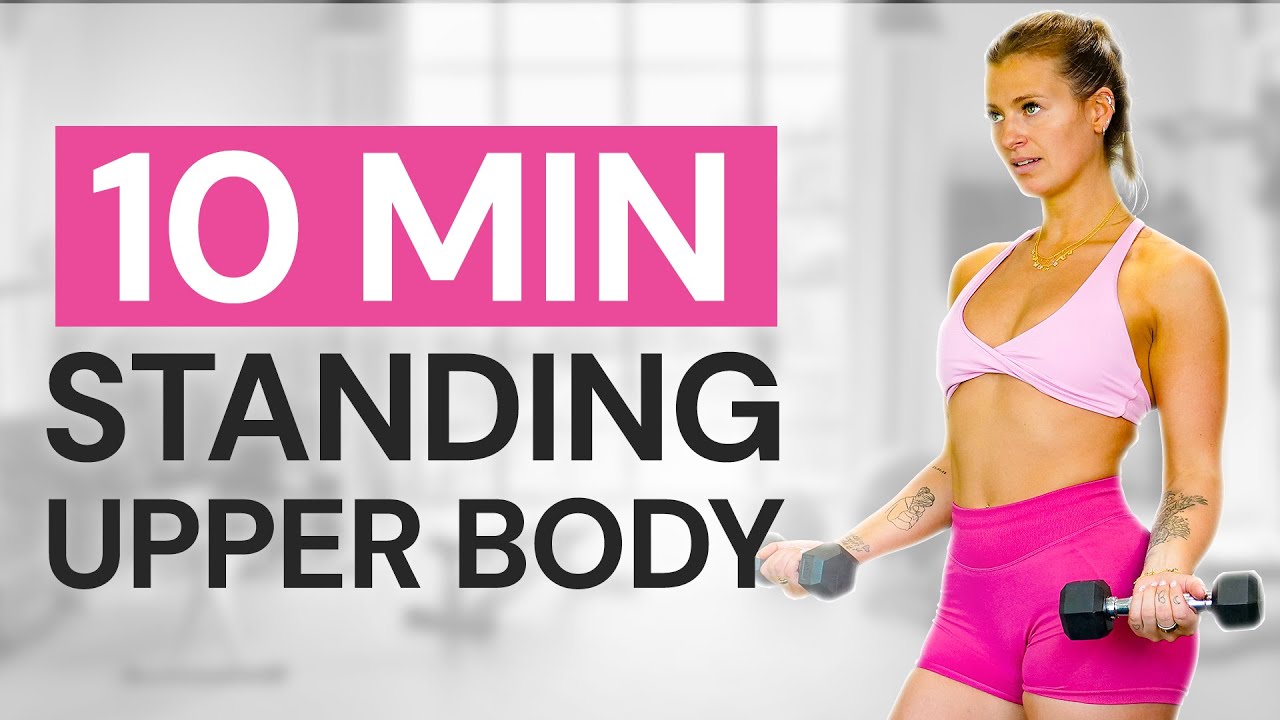 10 MIN ALL STANDING UPPER BODY Workout - No Repeat With Dumbbells ...