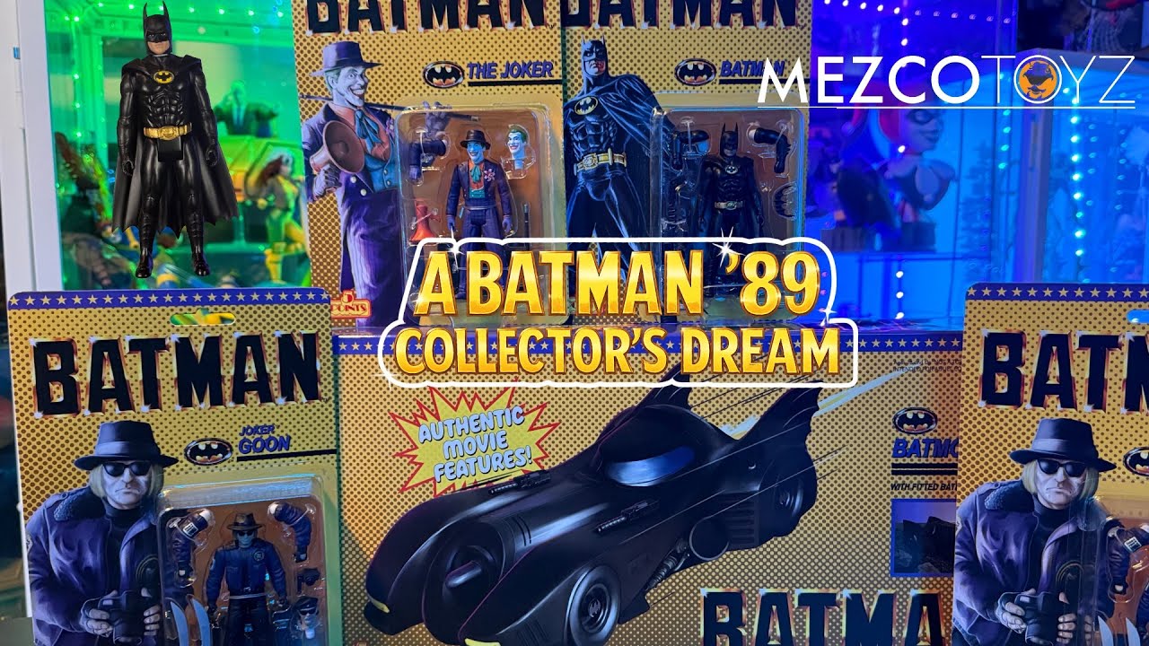 Mezco Toyz Batman 89 5 points figure set and Batmobile review