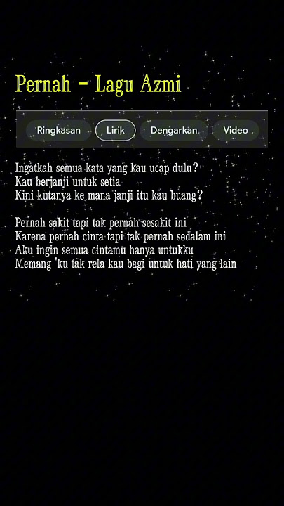 Pernah sakit tapi tak pernah sesakit ini / Pernah - Lagu Azmi